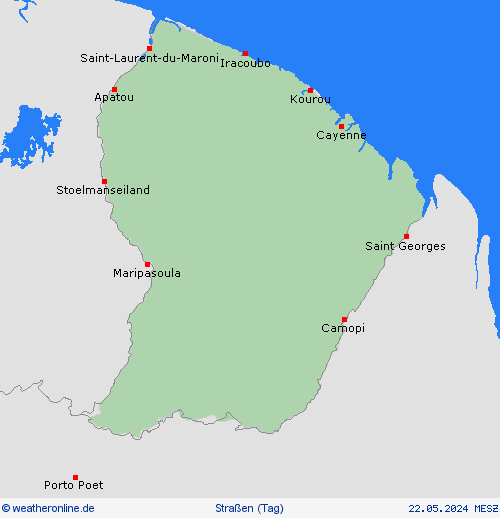 straßenwetter Französisch-Guayana Südamerika Vorhersagekarten