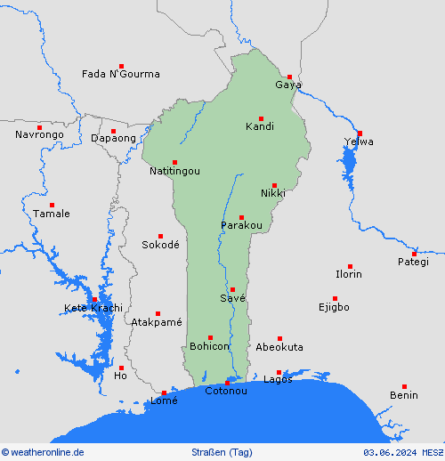 straßenwetter Benin Afrika Vorhersagekarten