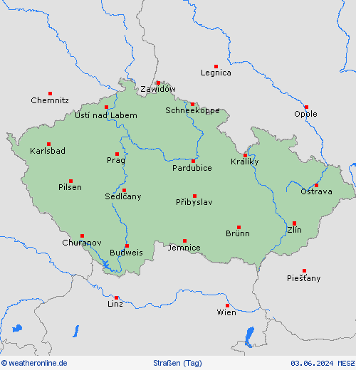 straßenwetter Tschechien Europa Vorhersagekarten