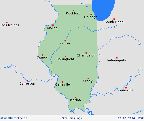 straßenwetter Illinois Nordamerika Vorhersagekarten