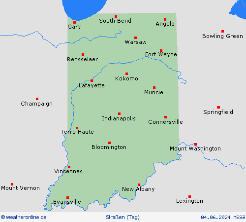 straßenwetter Indiana Nordamerika Vorhersagekarten