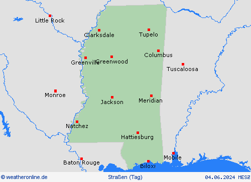 straßenwetter Mississippi Nordamerika Vorhersagekarten