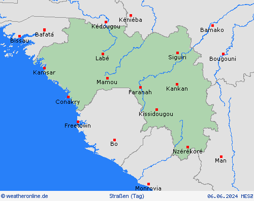 straßenwetter Guinea Afrika Vorhersagekarten