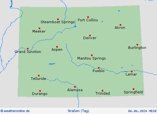 straßenwetter Colorado Nordamerika Vorhersagekarten