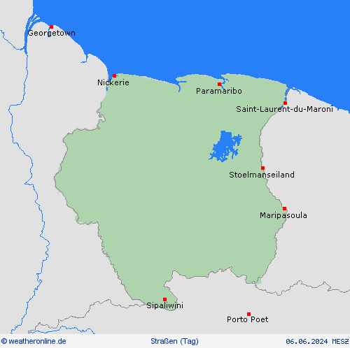 straßenwetter Suriname Südamerika Vorhersagekarten