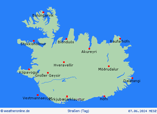 straßenwetter Island Europa Vorhersagekarten