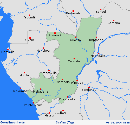 straßenwetter Republik Kongo Afrika Vorhersagekarten