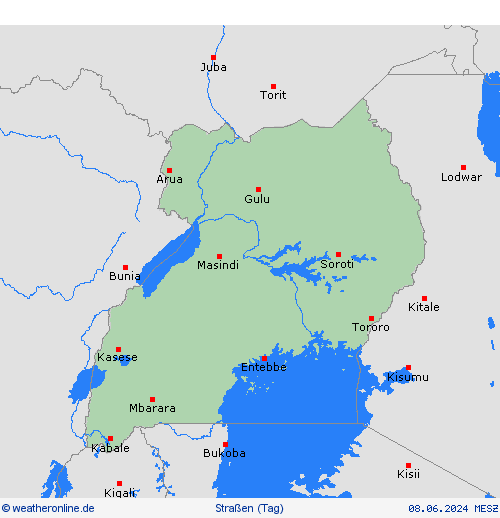 straßenwetter Uganda Afrika Vorhersagekarten