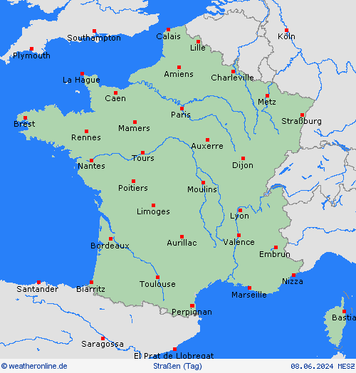 straßenwetter Frankreich Europa Vorhersagekarten