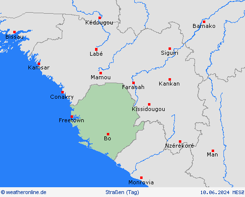 straßenwetter Sierra Leone Afrika Vorhersagekarten