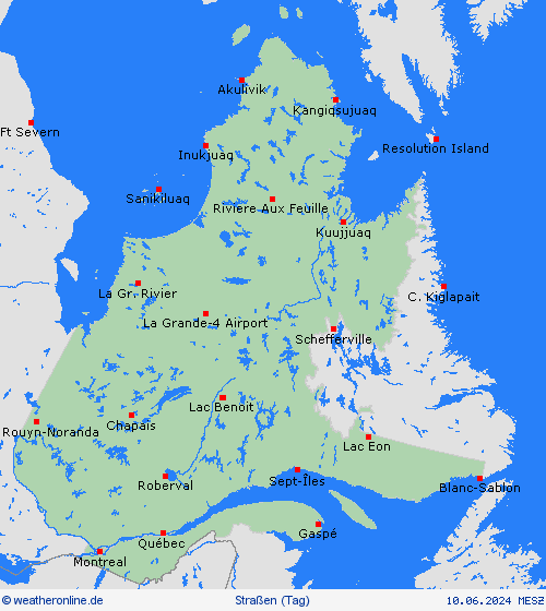 straßenwetter Québec Nordamerika Vorhersagekarten