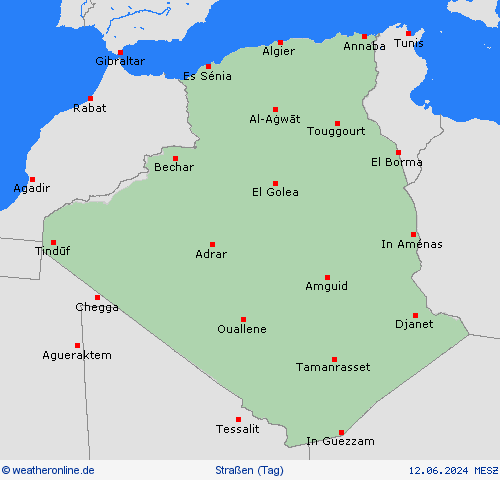 straßenwetter Algerien Afrika Vorhersagekarten