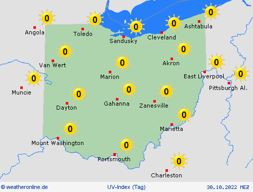 uv-index Ohio Nordamerika Vorhersagekarten