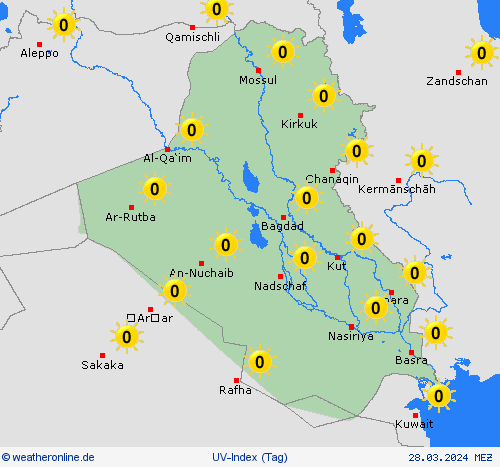 uv-index Irak Asien Vorhersagekarten
