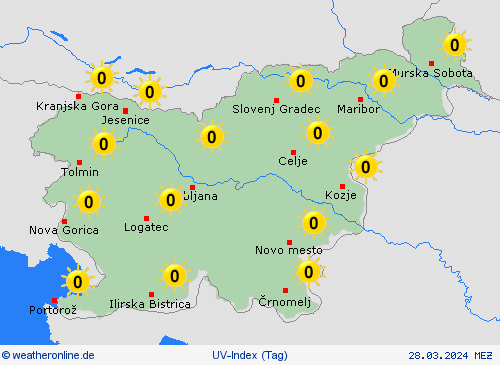 uv-index Slowenien Europa Vorhersagekarten