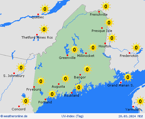 uv-index Maine Nordamerika Vorhersagekarten