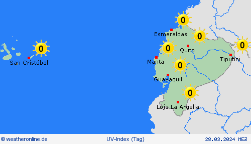 uv-index Ecuador Südamerika Vorhersagekarten