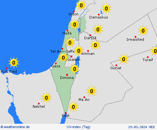 uv-index Israel Asien Vorhersagekarten