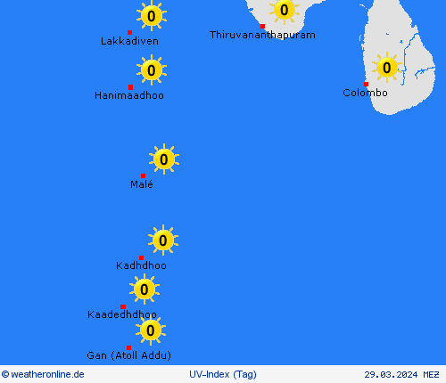 uv-index Malediven Asien Vorhersagekarten
