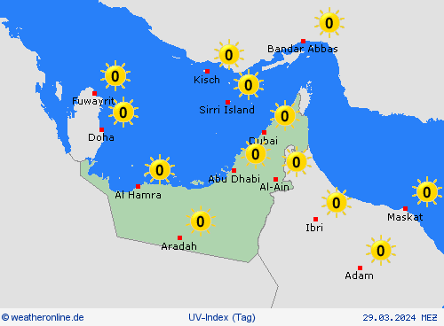 uv-index Vereinigte Arabische Emirate Asien Vorhersagekarten