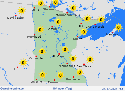 uv-index Minnesota Nordamerika Vorhersagekarten