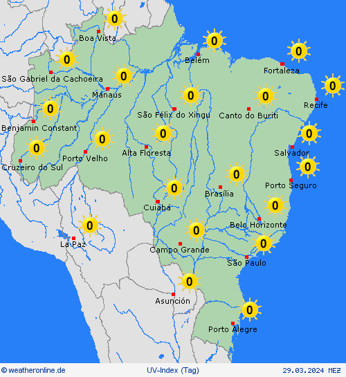 uv-index Brasilien Südamerika Vorhersagekarten