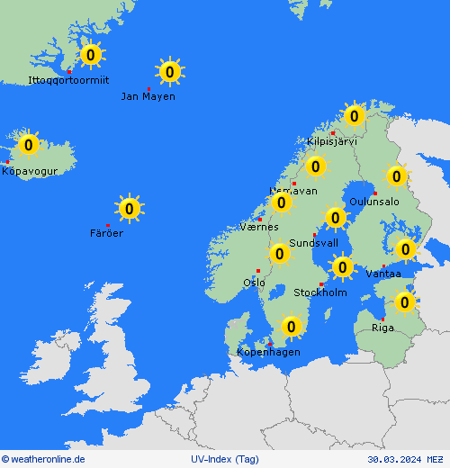 uv-index  Europa Vorhersagekarten