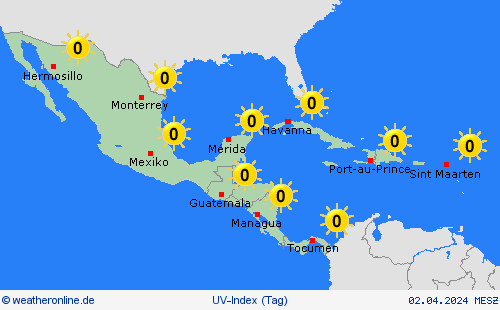 uv-index  Mittelamerika Vorhersagekarten