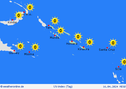 uv-index Salomonen Ozeanien Vorhersagekarten