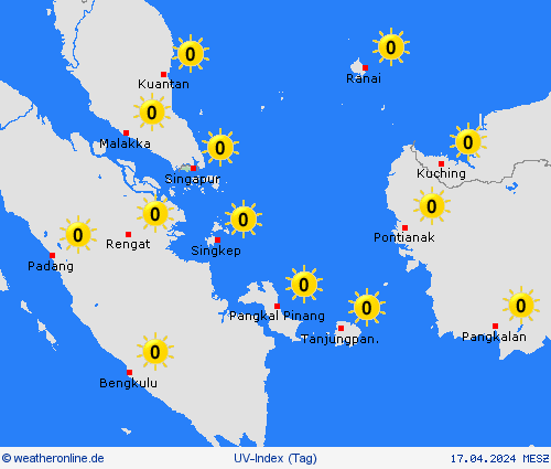 uv-index Singapur Asien Vorhersagekarten