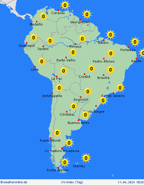 uv-index  Südamerika Vorhersagekarten