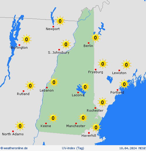 uv-index New Hampshire Nordamerika Vorhersagekarten