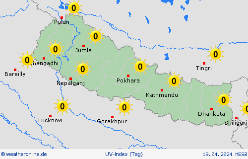 uv-index Nepal Asien Vorhersagekarten