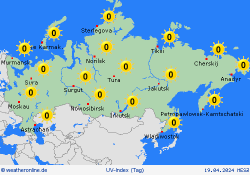 uv-index Russland Asien Vorhersagekarten