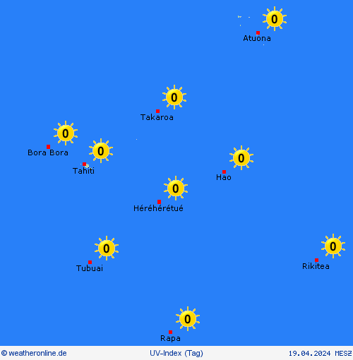 uv-index Französisch-Polynesien Ozeanien Vorhersagekarten