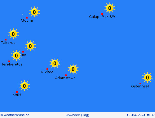 uv-index Pitcairninseln Ozeanien Vorhersagekarten
