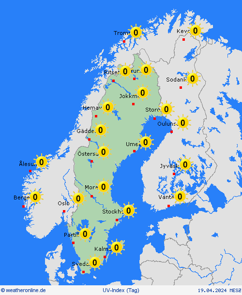 uv-index Schweden Europa Vorhersagekarten