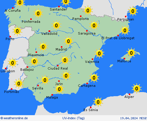 uv-index Spanien Europa Vorhersagekarten