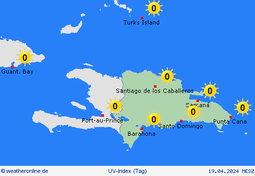 uv-index Dominikanische Republik Mittelamerika Vorhersagekarten