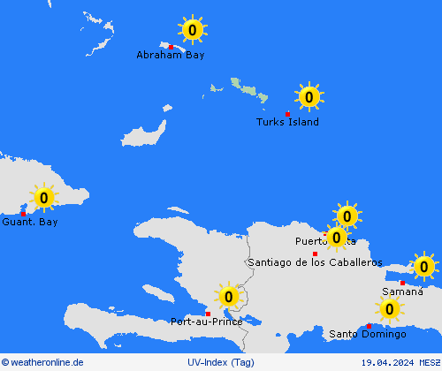 uv-index Turks- und Caicosinseln Mittelamerika Vorhersagekarten