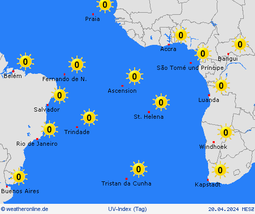 uv-index Atlantische Inseln Afrika Vorhersagekarten