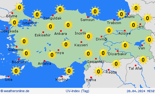 uv-index Türkei Europa Vorhersagekarten