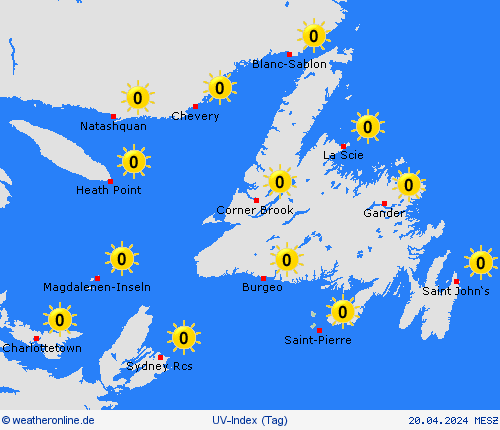 uv-index Saint-Pierre und Miquelon Nordamerika Vorhersagekarten