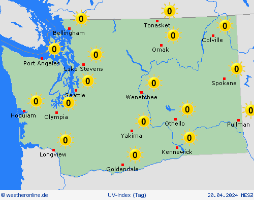 uv-index Washington Nordamerika Vorhersagekarten
