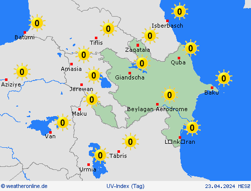 uv-index Aserbaidschan Asien Vorhersagekarten