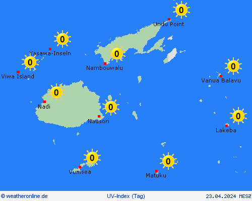 uv-index Fidschi Ozeanien Vorhersagekarten