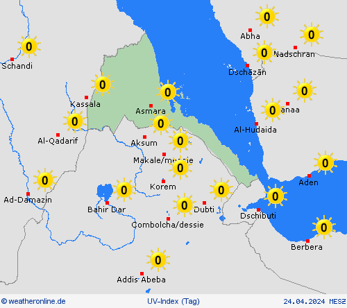 uv-index Eritrea Afrika Vorhersagekarten