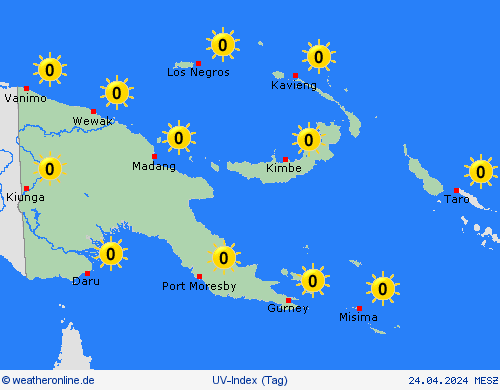 uv-index Papua-Neuguinea Ozeanien Vorhersagekarten