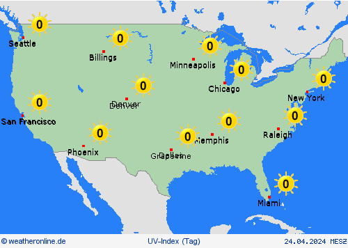 uv-index  Nordamerika Vorhersagekarten