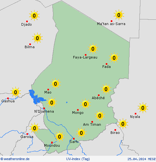 uv-index Tschad Afrika Vorhersagekarten